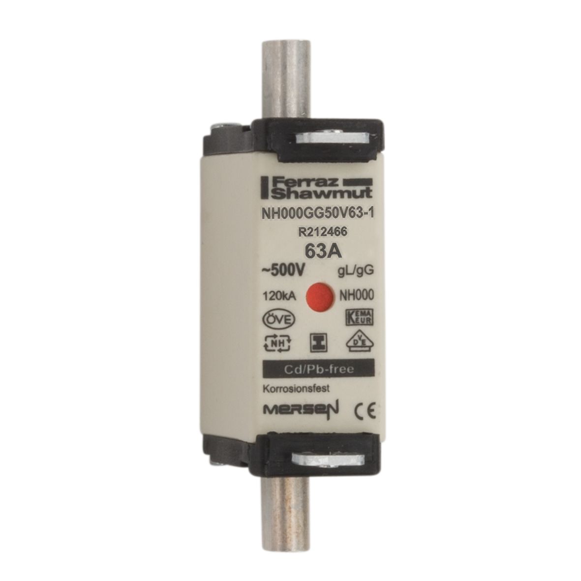 R212466 - NH fuse-link gG, 500VAC, size 000, 63A double indicator/insulated tags